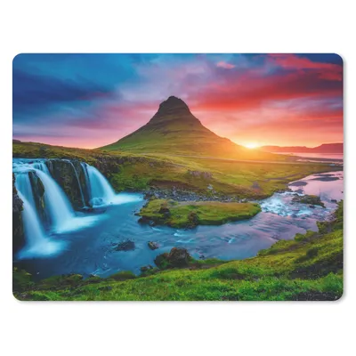 Produktbild von MuchoWow® Mauspad Mousepad Wasserfall - Berg - Moos - Sonnenuntergang - Natur 40x30 cm - Mousepads - Maus Mat - Pad - Mausunterlage - Anti Rutsch