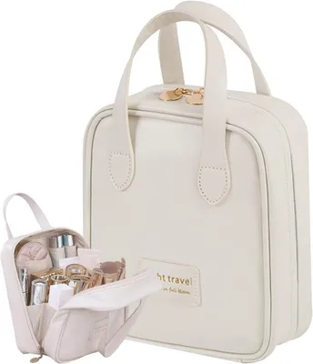 Productafbeelding van Make-uptas Waterdicht - Make-uptas met Spiegel - Make-uptas Dames Klein - Make-uptas van Polyurethanleer - Make-uptas met Ritssluiting - Handvat voor Gemakkelijk Draagcomfort - Cosmetica Tas