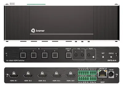 Obrázok produktu pre Kramer Electronics SWT3-41-H, HDMI, 60 Hz, 3840 x 2160, 18 Gbit/s, 4K Ultra HD, 5 V