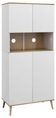 Immagine prodotto di Mobiletto da cucina - Piccolo mobiletto da cucina - Mobiletto contenitore - Mobiletto per microonde - Credenza - Bianco - 80x40x178 cm - Ripiani regolabili