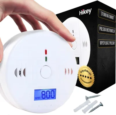 Produktbild von Detektor tlenku węgla Hikey, detektor CO2, zasilanie bateryjne, głośny alarm 85 dB, czujnik bezpieczeństwa
