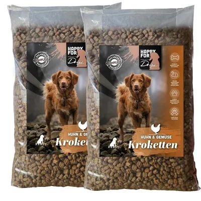 Produktbild von HAPPY FOR Dogs Hundefutter Adult 65% Hühnerkroketten & 10% Gemüsekroketten 2 x 10 kg