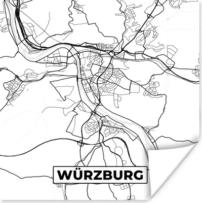 Produktbild von MuchoWow® Poster Würzburg - Karte - Stadtplan - Wegbeschreibung 100x100 cm - Babyzimmer
