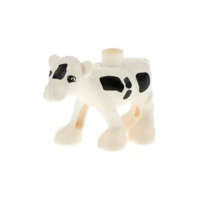 Produktbild von 1x Lego Duplo Tier Kuh Kalb klein weiß schwarz Bauernhof 4561115 dupcalf1c01pb02