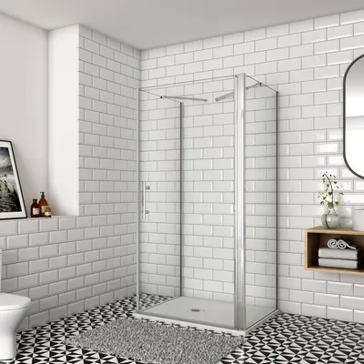 Produktbild von U-From-Duschkabine B:70xT:70 Hebe-/Senk-System Duschabtrennung H:195cm ESG 6mm NANO