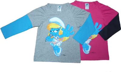 Produktbild von 84201 Disney Die Schlümpfe Langarmshirt Mädchen – Grau, Gr. 104 – Süßes Schlumpf-Shirt für kleine Abenteurerinnen