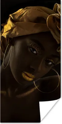 Produktbild von MuchoWow® Poster Frauen - Kopftuch - Gold - Luxus 20x40 cm - Plakat - Foto