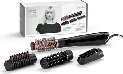 Produktbild von BaByliss Perfect Finish, teplovzdušná kefa, s viacerými nástavcami, 2 nastaveniami teploty a funkciou chladiaceho vzduchu, AS126E Black