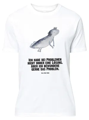 Produktbild von Mr. & Mrs. Panda Größe L T-Shirt Axolotl Schwimmen - Weiß - Geschenk, Optimistisch, mit Spruch, Shirt, Tshirt, Schwanzlurch, Lurch, Probleme, Motivation