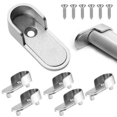 Kleiderstangenhalter-Set, 6 Stück, vernickeltes Metall, 44 x 18 mm