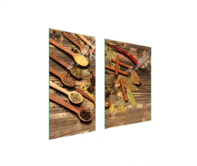 Image de Plaques de recouvrement pour cuisinière 2 pièces 75x52 Couverture de champ en vitrocéramique Planche à découper épices bois