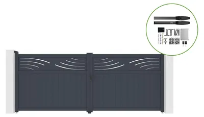 Produktbild von Flügeltor elektrisch 4m HALTI H.160cm + Drehtorantrieb HICKER B200