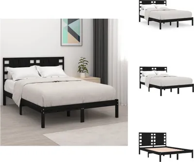 Produktbild von vidaXL Massivholzbett Schwarz Kiefer 200x200 cm -  Betten & Bettgestelle