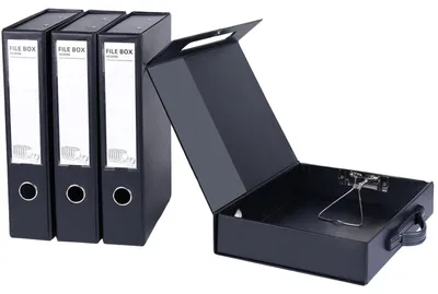 Archivbox A4, 4 Stück, Dokumentenbox, Kunststoff, schwarz