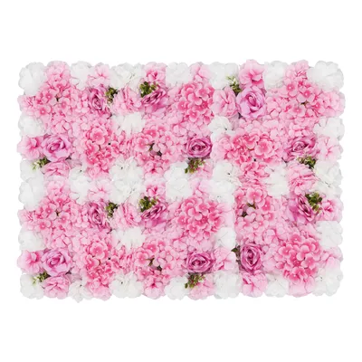 Produktbild von 6x Künstliche Blumenwand 42*42*8cm Wandpaneele Hochzeit Wanddekoration (Weiß, Rosa, Rosa-Lila)