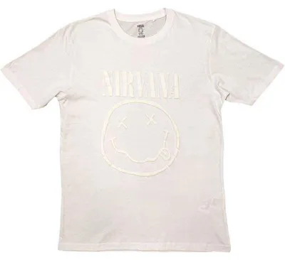 Obrázek produktu pro Nirvana White Happy Face (Hi-Build White-On-White) White L Tričko
