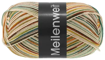 Produktbild von Lana Grossa MEILENWEIT 100 g FORESTA Sockenwolle mit harmonischen Farbverläufen Farbe 5323 - Creme/Türkis/Senf/Petrol/Grau/Rost/Rotbraun/Helloliv