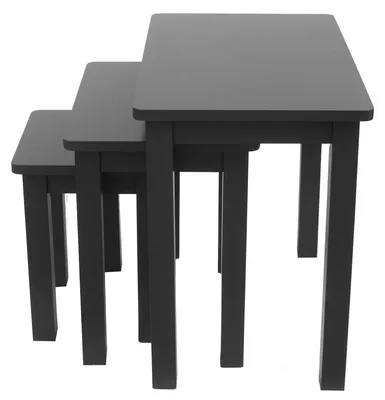 3er-Set Beistelltische, rechteckig, schwarz, 48x32x46 cm, aus Holz