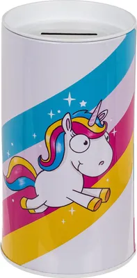 Produktbild von Metall Spardose Comic Einhorn 15,5·8cm abnehmbarer Deckel Springend