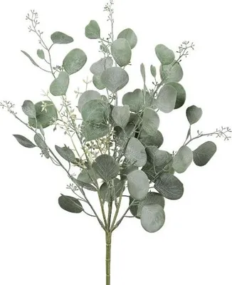 Produktbild von artplants.de Kunst Eukalyptus KLORHE, Steckstab, Blüten, grün-grau, 40cm - Künstliches Kraut