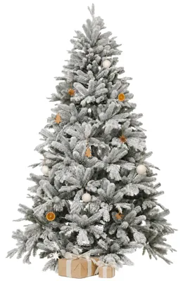 Image de Sapin de Noël VIVANNO en polyéthylène NORDMANN SNOW 210, forme arrondie, blanc, aspect naturel - 142 x 210 cm