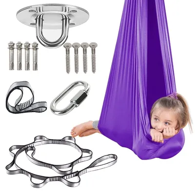 Produktbild von Therapeutische Edelstahl Hängematte,Verstellbar, 150 x 280 cm,Therapeutische Schaukel für ADHS und Autismus, mit Hakenbefestigung