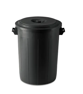 Produktbild von Kreher Abfalltonne Mülltonne Gartentonne in Schwarz mit Deckel, 70 Liter
