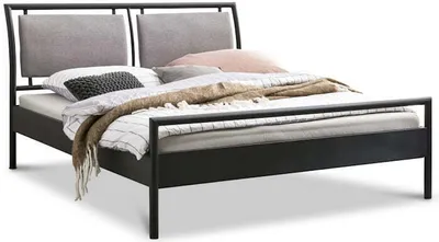 Produktbild von Metallbett Venus mit Polsterkopfteil – 140x220 cm / schwarz