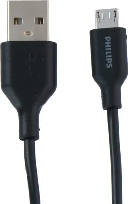 Produktbild von PHILIPS - USB-A zu Micro USB Kabel - DLC21030U - 1.2 Meter Kabel - Ersatzkabel - Schwarz
