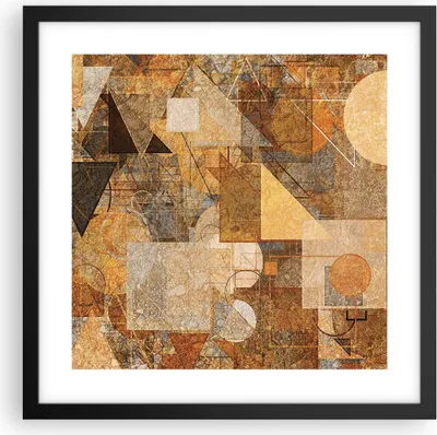 Produktbild von Gerahmtes Poster - Schwarzer Rahmen - Abstraktion Figuren Geometrisch - 40x40 cm - Wand Bild - Wanddeko - Wandbilder - Kunstposter - Wandposter - Bilderrahmen - Bilder - Kunstdruck - P2BAC40x40-4387