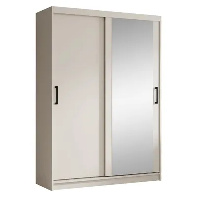 Produktbild von BEAUTYSOFA | Schwebetürenschrank HELA 120 cm Kaschmir – 2-türig Moderner Kleiderschrank mit Spiegel und Schiebetüren