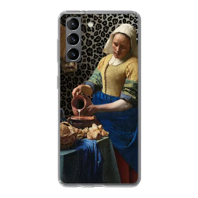 Produktbild von MuchoWow® Handyhülle Schutzhülle Hülle für Samsung Galaxy S21 Milchmädchen - Kunst - Pantherdruck - Vermeer - Gemälde - Alte Meister Silikon Softcase Handy Hülle - Softcase