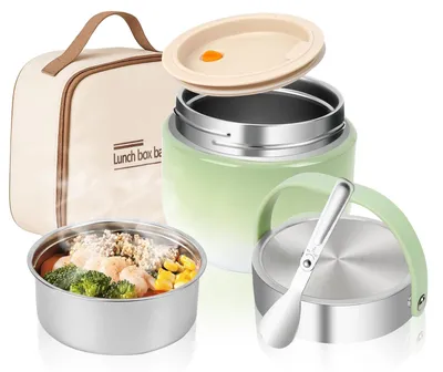 Image de Omgoods - Récipient isotherme en acier inoxydable de 1200 ml pour aliments chauds et froids