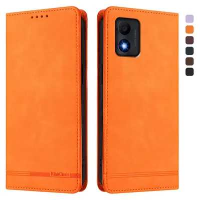 Image de Etui pour TCL 303, étui rétro en cuirPolyuréthaneavec support et fentes pour cartes Orange