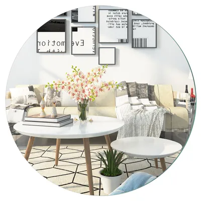 Runder selbstklebender Spiegel 50 cm, Glas, Wandmontage