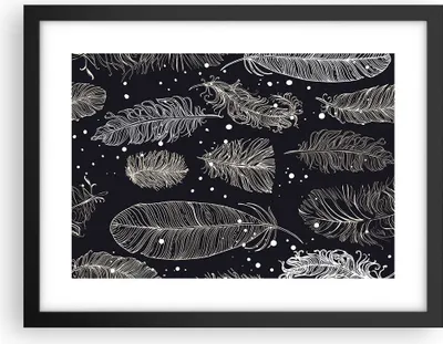 Produktbild von Gerahmtes Poster - Schwarzer Rahmen - Federn Grafiken Gliederung - 40x30 cm - Wand Bild - Wanddeko - Wandbilder - Wandposter - Bilderrahmen - Bilder - Kunstdruck - Wandbild - P2BAA40x30-4244
