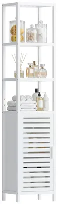 Image de Armoire de salle de bain avec 4 étagères ouvertes et une porte