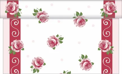 Produktbild von Sovie HOME Tischläufer Rosita in Bordeaux aus Linclass® Airlaid 40 cm x 4,80 m, 1 Stück - Floral Rosen