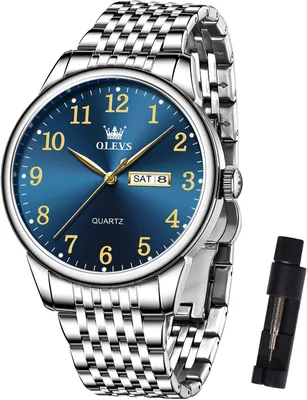 Produktbild von Herren-Armbanduhr aus Metall mit Datumsanzeige, lässiges Design mit großem Zifferblatt, leuchtende klassische Quarz-Analog