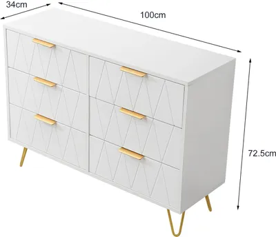 Immagine prodotto di CDGlobal cassettiera, mobile con 6 cassetti in tessuto, credenza per camera da letto, soggiorno, corridoio, struttura in metallo, stile industriale, vintage marrone bianco