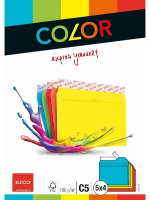 Produktbild von Elco 74618.00 Briefumschlag C5, 229 x 162 mm, sortiert, Haftklebung, Papier, 100 g/m2, 20 Stück