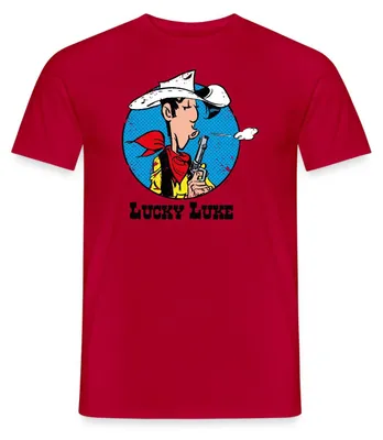 Produktbild von Spreadshirt Lucky Luke mit Pistole Männer T-Shirt, XL, Rot