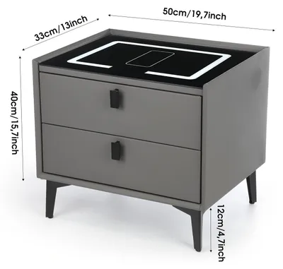 Produktbild von Nachttisch - Beistelltisch - Schubladenschrank - Wandregal - Mit LED-Beleuchtung - Kompakt, 68,5 cm hoch