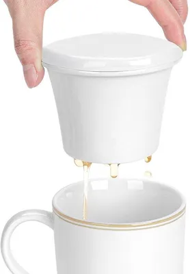 Produktbild von Keramisches Tee-Ei – Ideal für losen Tee – Weiß – Tee-Diffusor – Fassungsvermögen für runde Tassen – 0,8 Liter – Keramik – Weiß – 15 cm – Tee-Ei mit Deckel