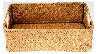 Produktbild von Aufbewahrungskorb aus Rattan geflochtene Dekobox aus Seegras für Badezimmer, Küche und Wohnzimmer in Hellbraun