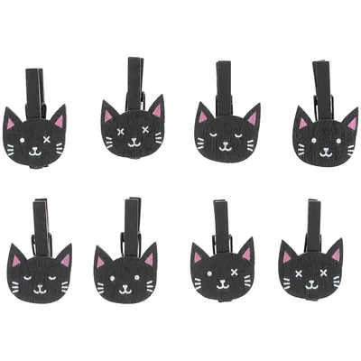 Produktbild von Holzclips Katzen schwarz 8 Stück