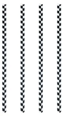 Produktbild von 200x Trinkhalme aus Papier schwarz kariert Ø6mm 21cm