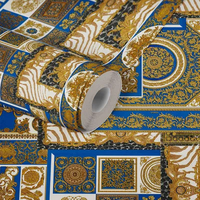 Produktbild von A.S. Création Versace 4 370481 Vlies Metallic Weiß Blau