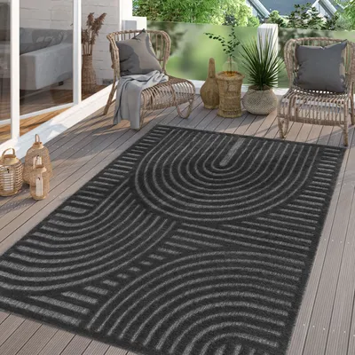 Produktbild von TT Home In-& Outdoor Teppich Wetterfest Balkon Küche Wohnzimmer Boho Skandi Design Größe 160x220 cm
