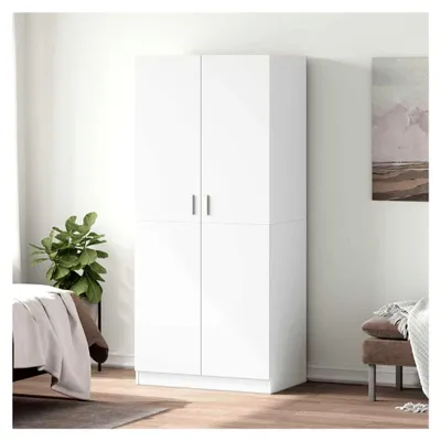 Produktbild von Kleiderschrank mit 2 Türen in Weiß, 80x52x180cm, Holzwerkstoff
